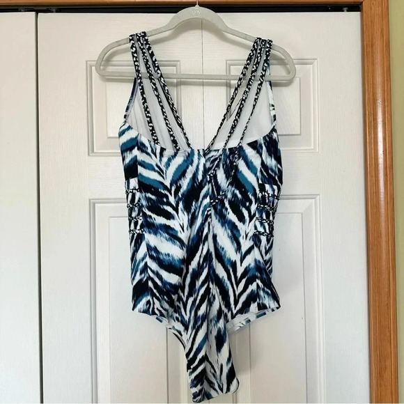 La Blanca Blue Tie Dye Cross Back One Piece - Picture 3 of 7